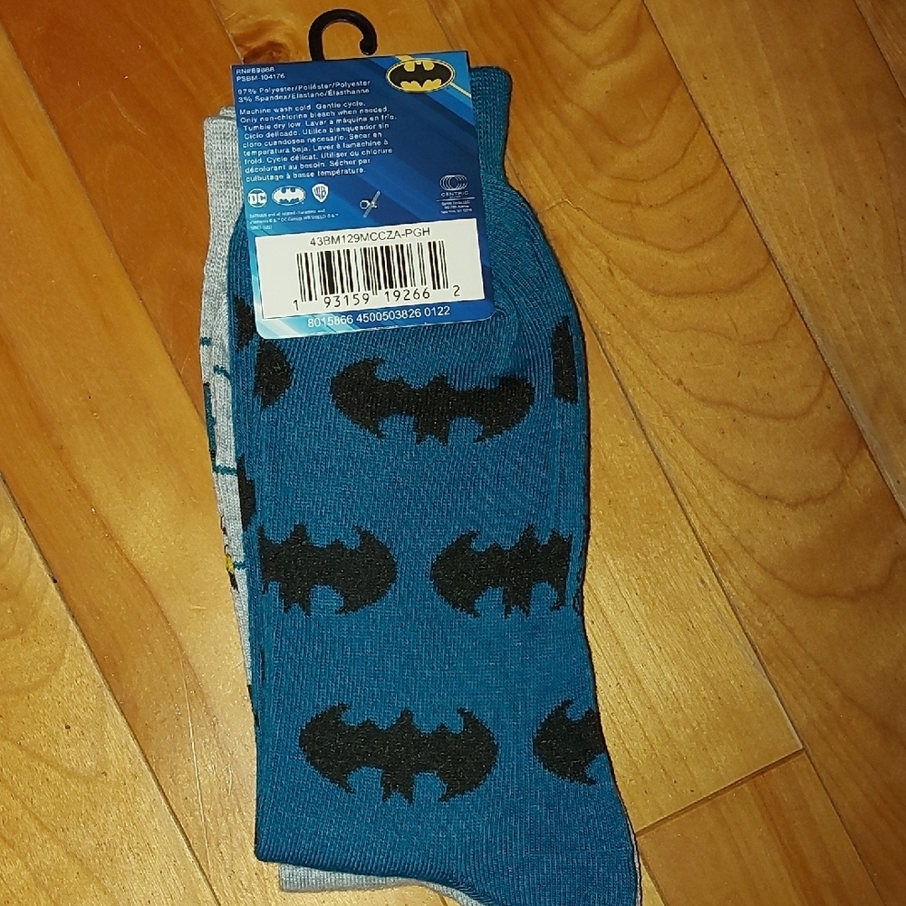 DC Batman Teal and Gray Men's Casual Socks - Picture 2 of 2